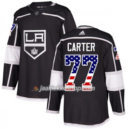 Miehille NHL Los Angeles Kings Pelipaita Jeff Carter 77 Adidas 2017-2018 Musta USA Flag Fashion Authentic